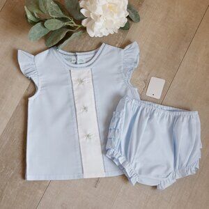Blue Heirloom Diaper Cover Shirt & Ruffled Diaper Cover Feltman Brothers NWT